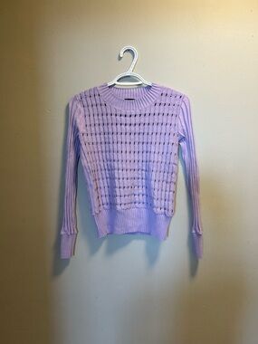 Club Monaco Lavender Openwork Crewneck Sweater